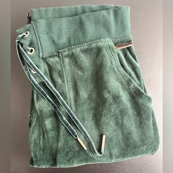 Betsy Johnson Green Velour Y2K Track Suit Joggers Small - Picture 7 of 9
